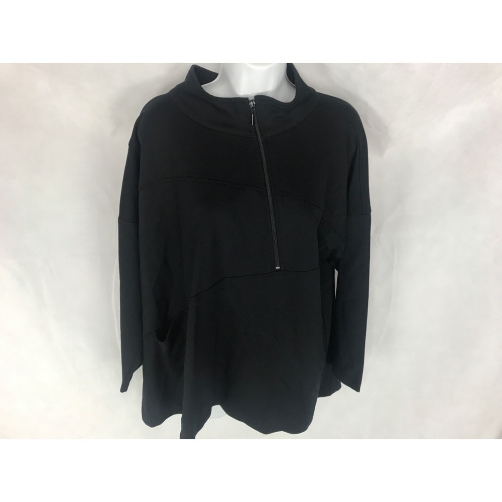 Spirithouse Womens Half Asymmetrical Zip Black Stretch Athletic Jacket Size M